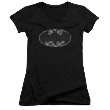 Batman Chainmail Shield - Juniors V-Neck T-Shirt Juniors V-Neck T-Shirt Batman