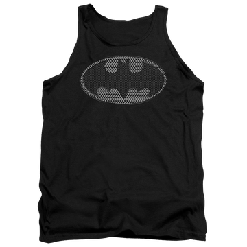 Black men's tank with Batman Chainmail Shield graphic
