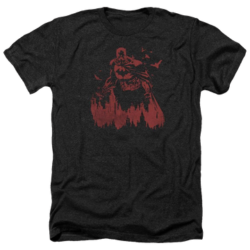Charcoal men's heather t-shirt with Batman Red Knight graphic
