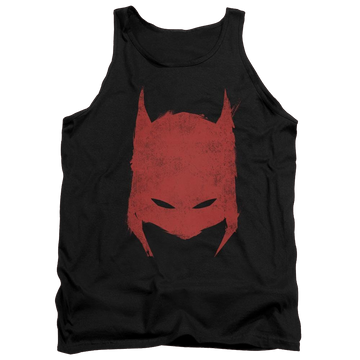 Black men's tank with Batman Hacked & Scratched graphic