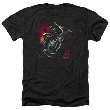Charcoal men's heather t-shirt with Batman Kick Swing graphic