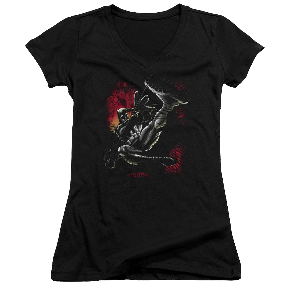 Batman Kick Swing - Juniors V-Neck T-Shirt Juniors V-Neck T-Shirt Batman