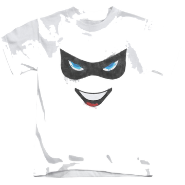 White kid's t-shirt for ages 4 to 7 with Harley Quinn Harley Face graphic