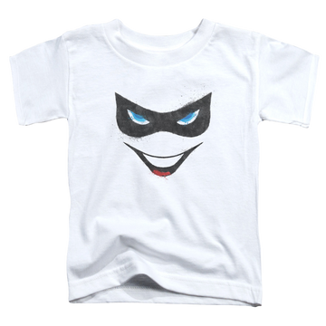 White toddler t-shirt with Harley Quinn Harley Face graphic