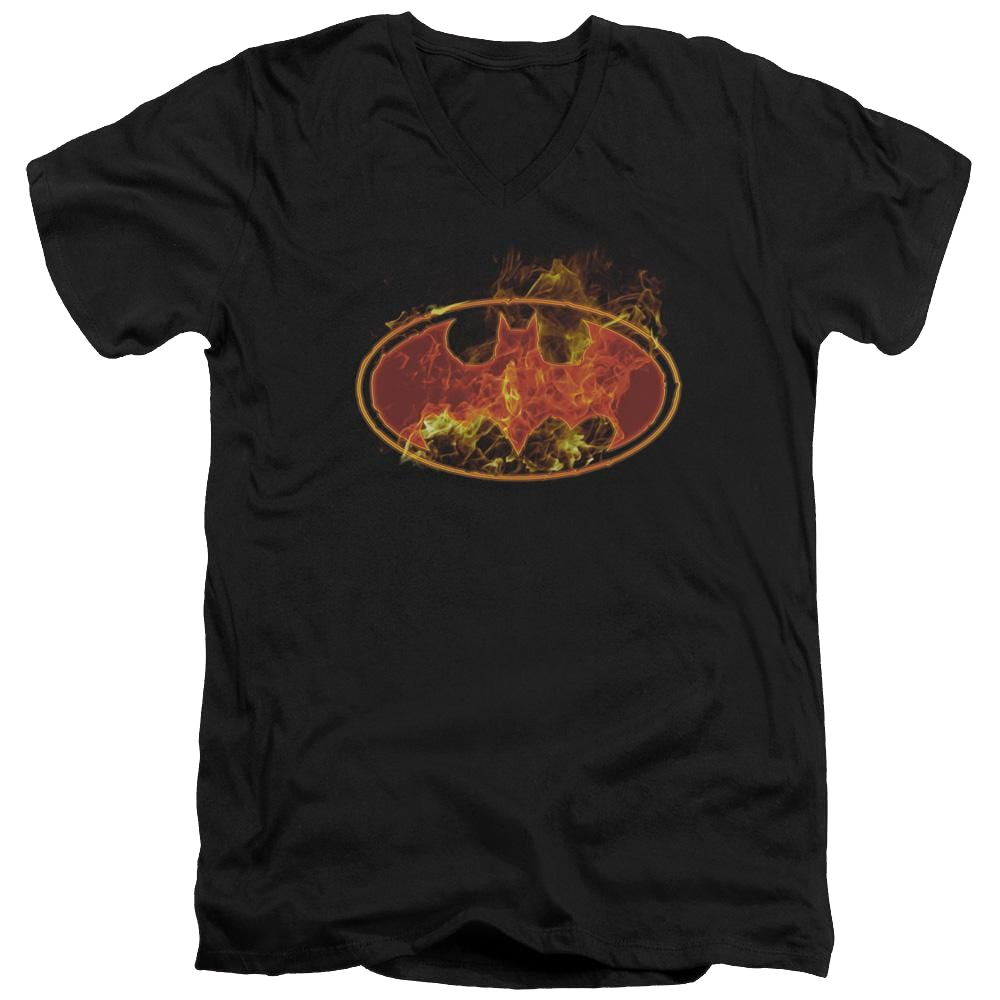 Batman Flames Logo - Men's V-Neck T-Shirt Men's V-Neck T-Shirt Batman