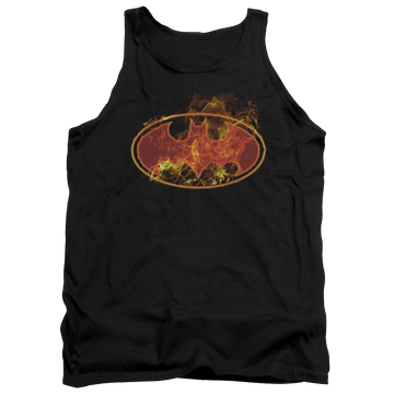 Black men's tank with Batman Flames Logo graphic