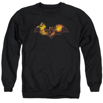 Black men's crewneck sweatshirt with Batman Molten Logo graphic