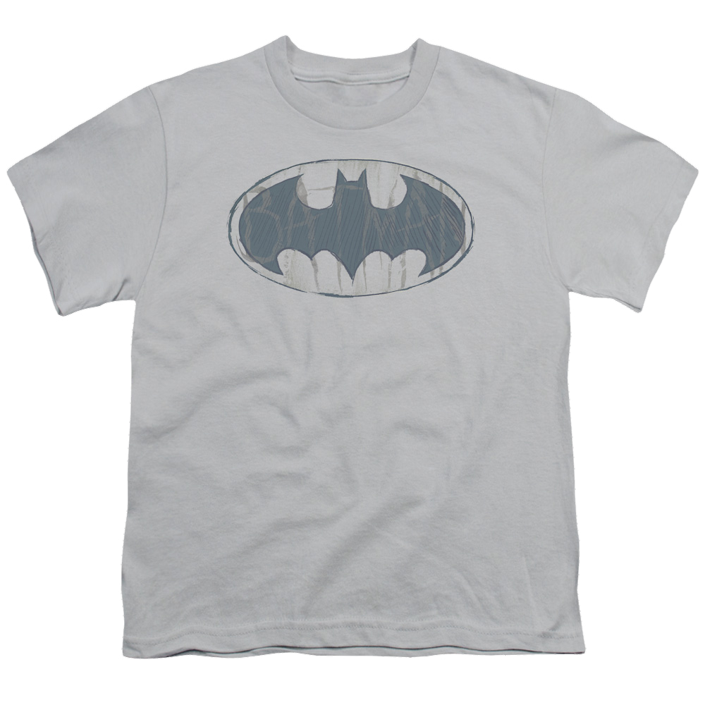 DC Batman Water Sketch Signal - Youth T-Shirt Youth T-Shirt (Ages 8-12) Batman