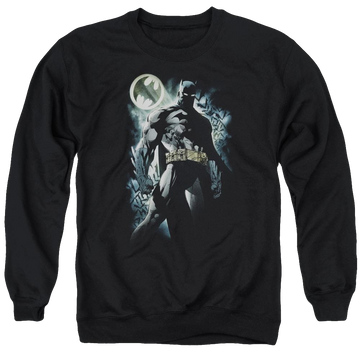 Black men's crewneck sweatshirt with Batman The Knight graphic