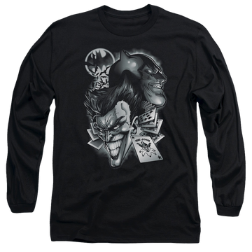 Black men's long sleeve t-shirt with Batman Archenemies graphic