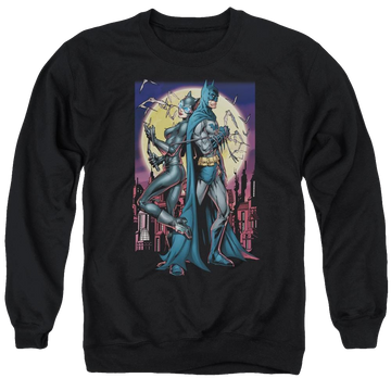 Black men's crewneck sweatshirt with Batman Paint The Town Red graphic