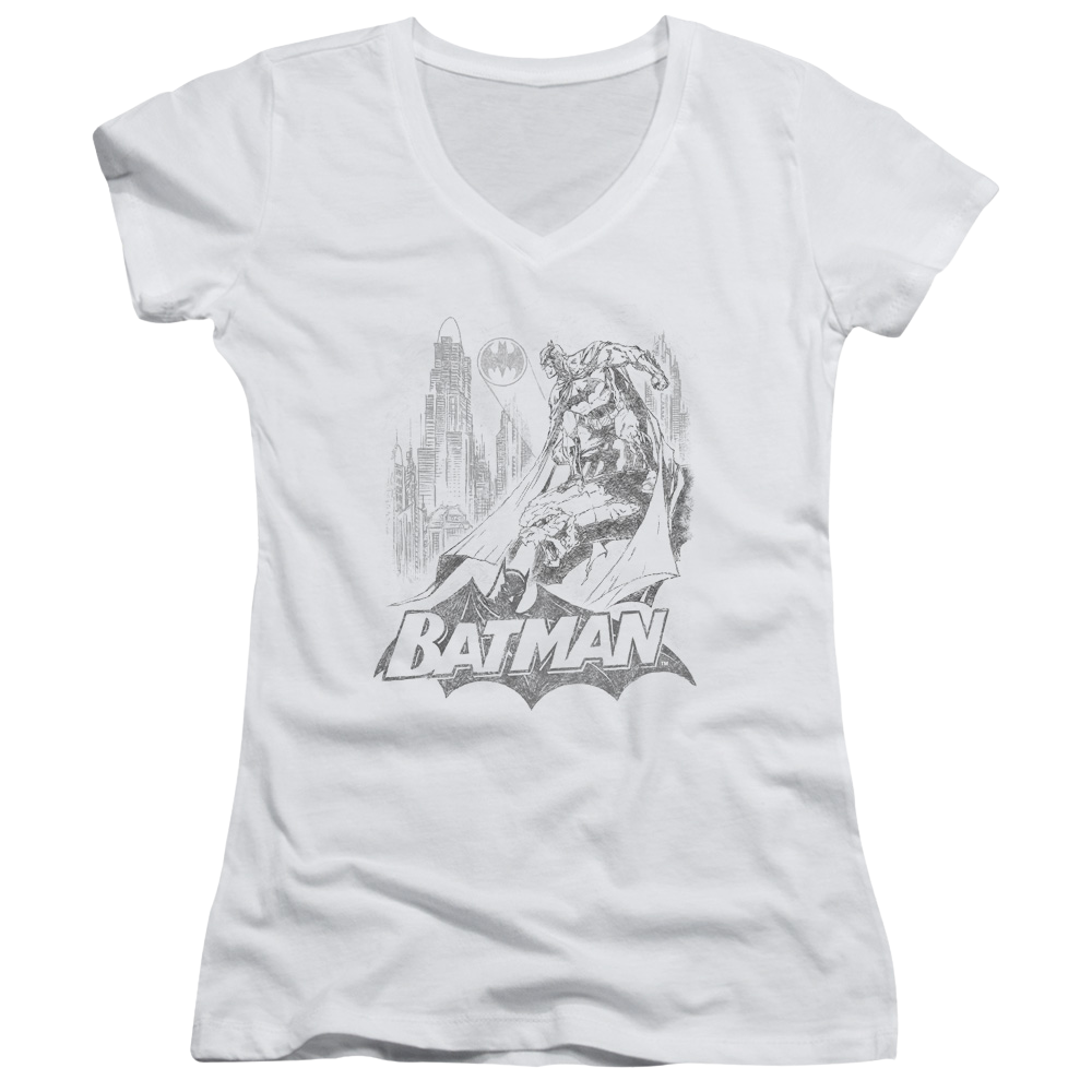 Batman Bat Sketch - Juniors V-Neck T-Shirt Juniors V-Neck T-Shirt Batman