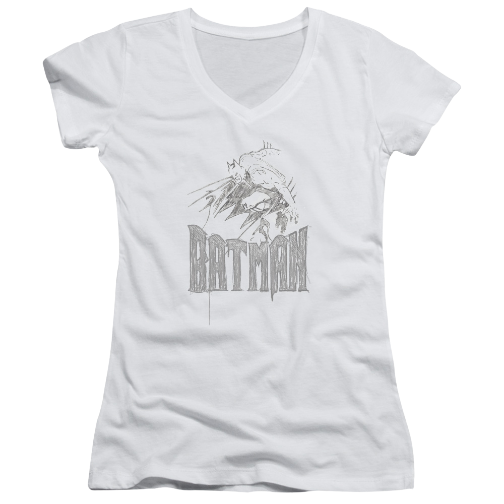 Batman Knight Sketch - Juniors V-Neck T-Shirt Juniors V-Neck T-Shirt Batman