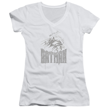 Batman Knight Sketch - Juniors V-Neck T-Shirt Juniors V-Neck T-Shirt Batman