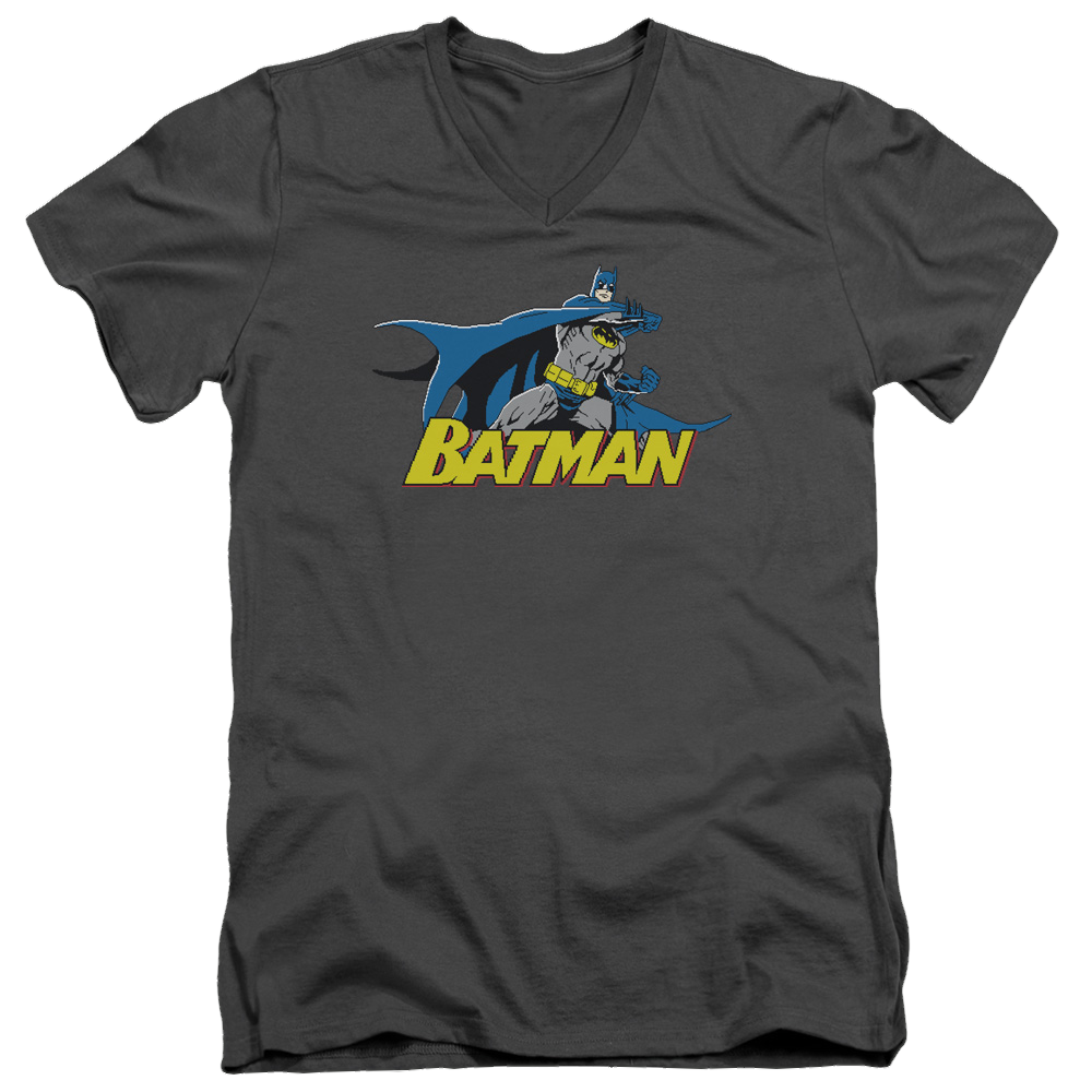 Batman 8 Bit Cape - Men's V-Neck T-Shirt Men's V-Neck T-Shirt Batman