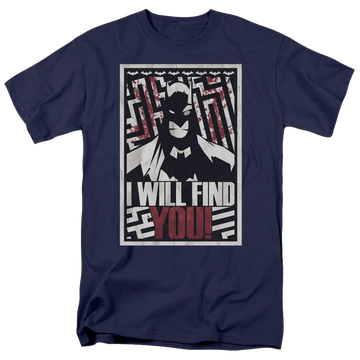 Navy men's regular fit t-shirt with Batman I Will Fnd You graphic