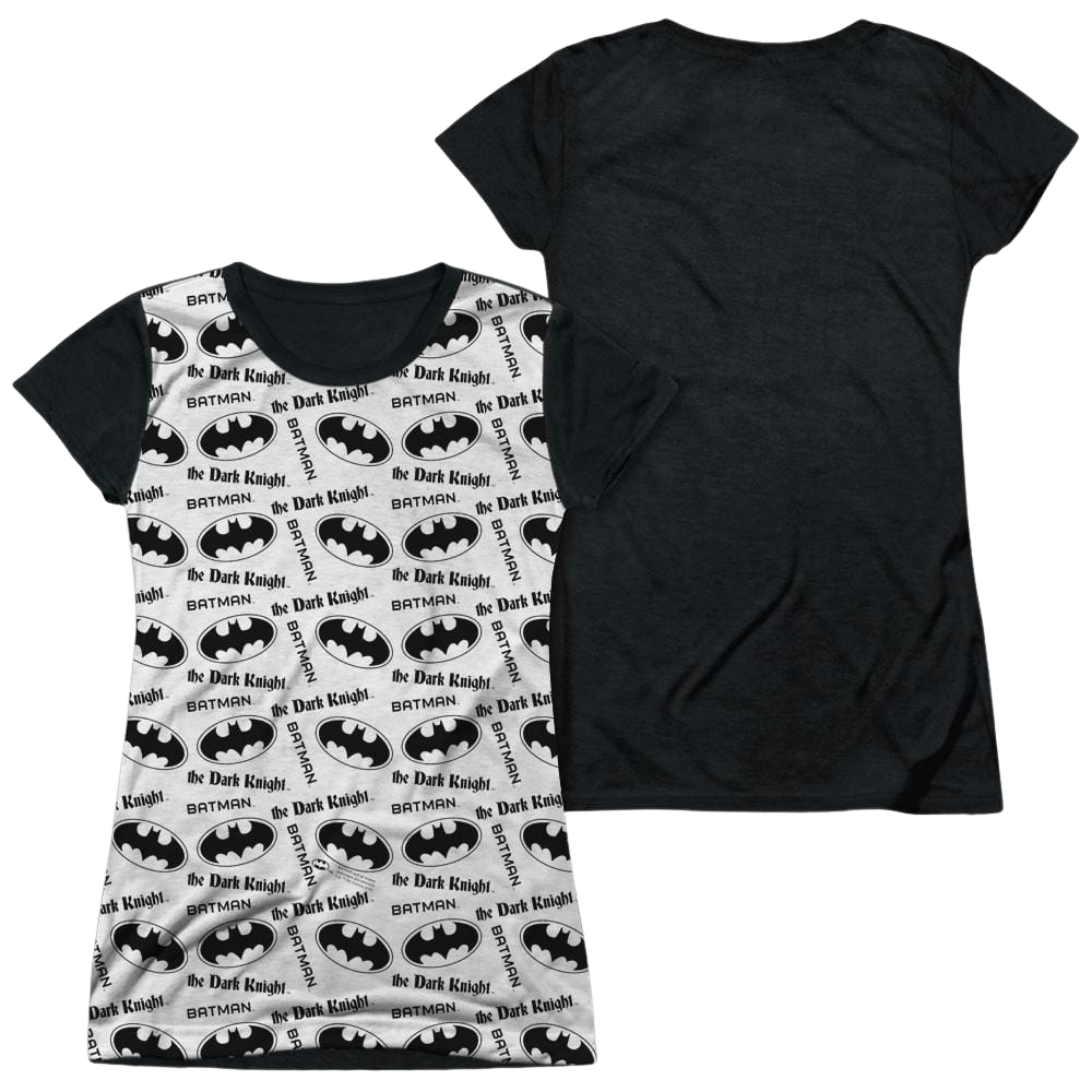 Batman Repeat Dark Knight - Juniors Black Back T-Shirt Juniors Black Back T-Shirt Batman