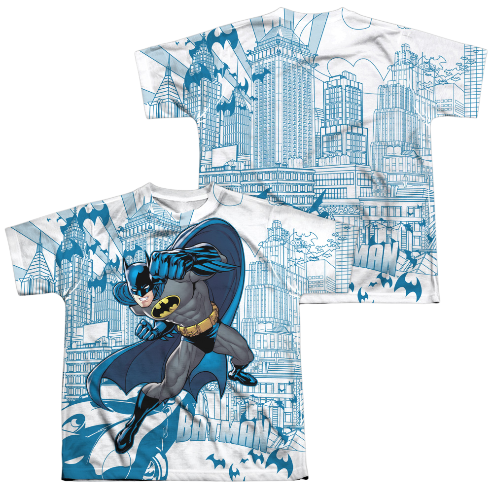 DC Batman Skyline All Over - Youth All-Over Print T-Shirt Youth All-Over Print T-Shirt (Ages 8-12) Batman