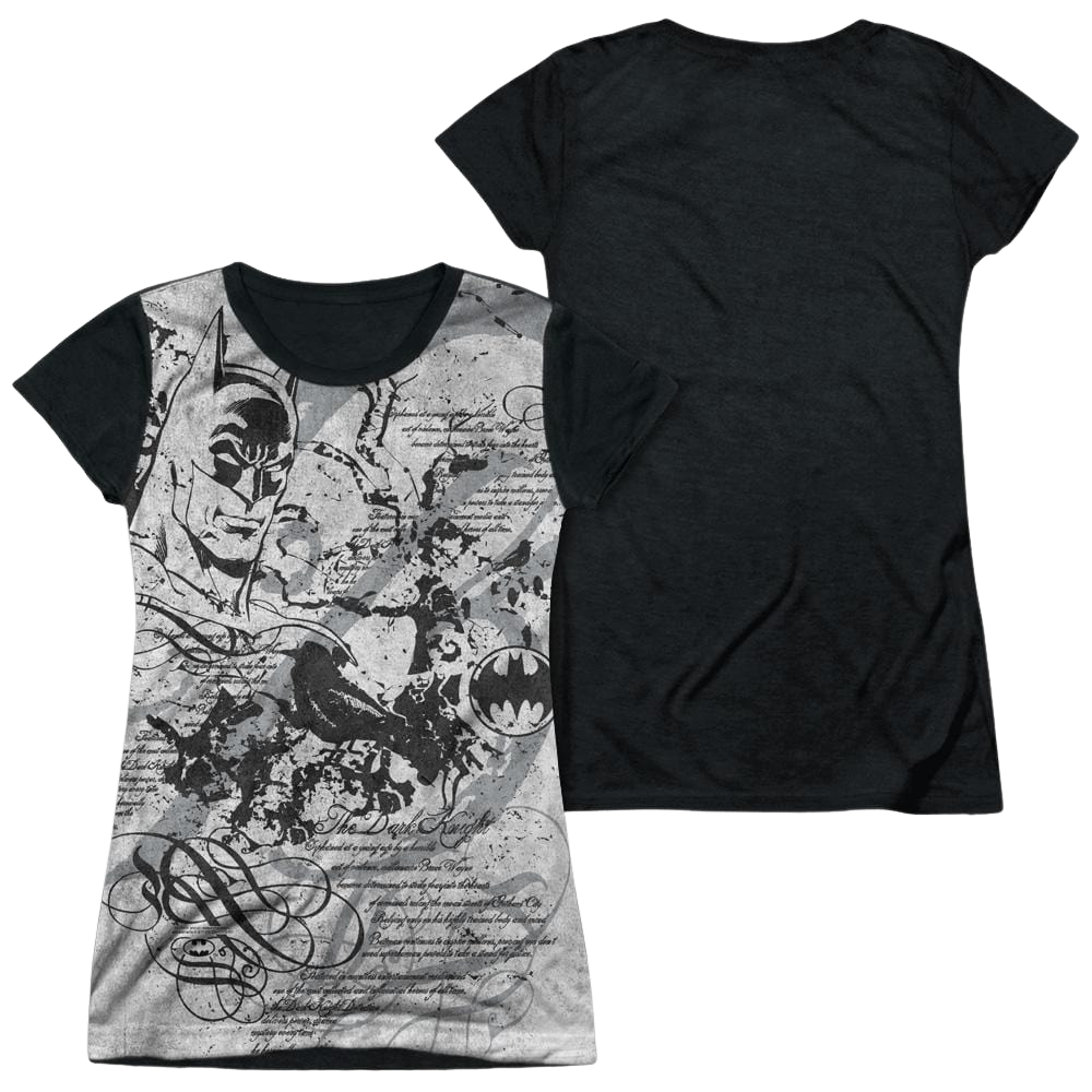 Batman Tale Of The Dark Knigth - Juniors Black Back T-Shirt Juniors Black Back T-Shirt Batman