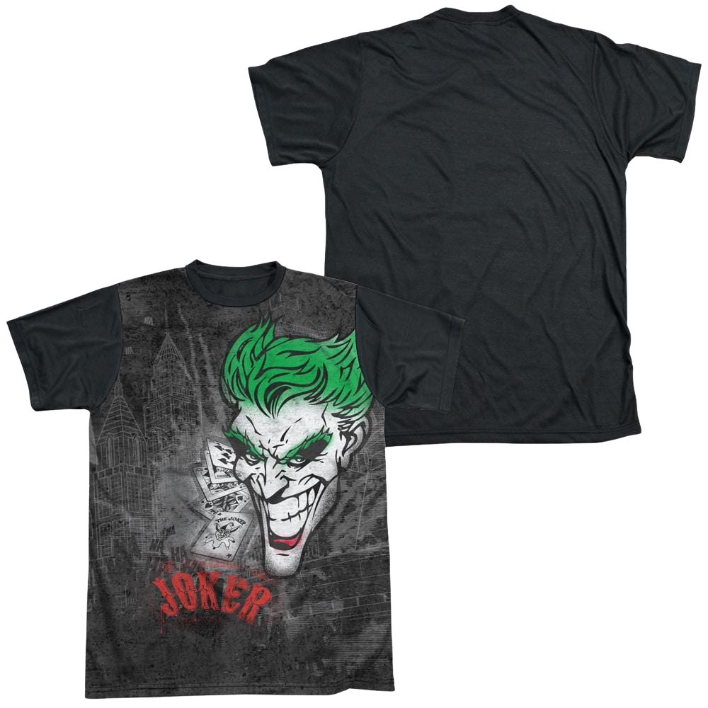 Batman Joker Sprays The City - Men's Black Back T-Shirt Men's Black Back T-Shirt Joker