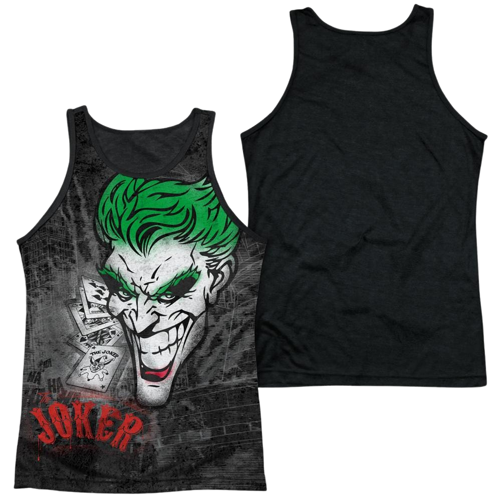 Batman Joker Sprays The City Men's Black Back Tank Men's Black Back Tank Joker