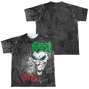 Joker Sprays The City youth all-over print t-shirt for ages 8 to 12