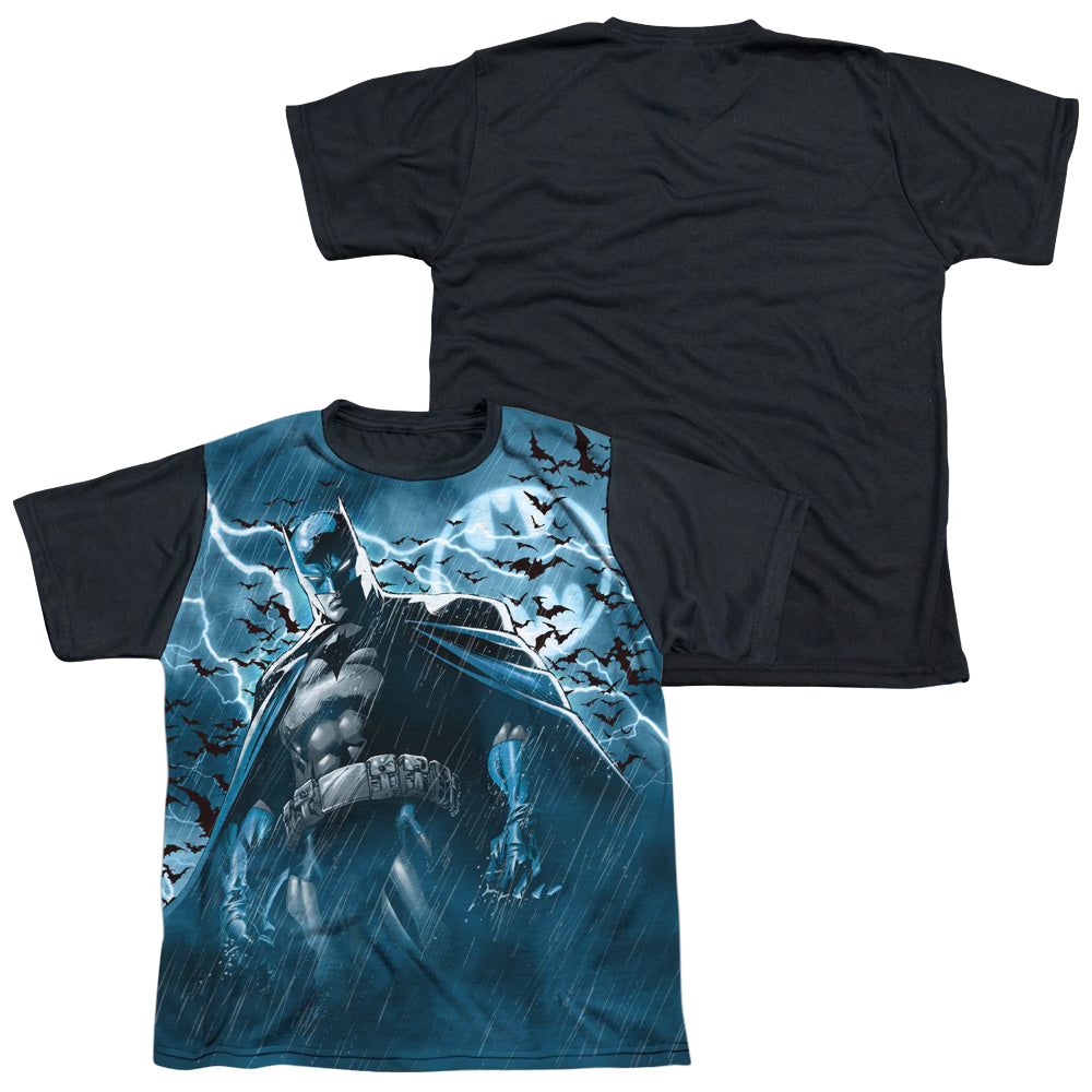 DC Batman Stormy Knight - Youth Black Back T-Shirt Youth Black Back T-Shirt (Ages 8-12) Batman