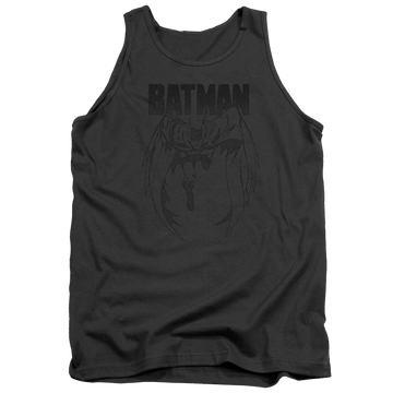 Charcoal men's tank with Batman Grey Noise graphic