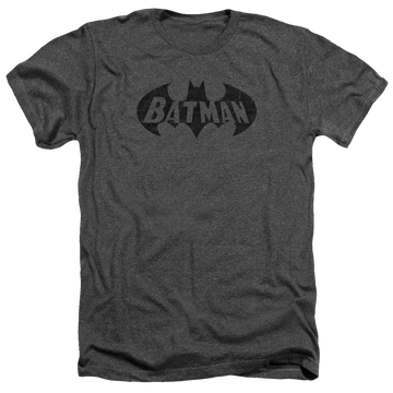 Charcoal men's heather t-shirt with Batman Crackle Bat graphic