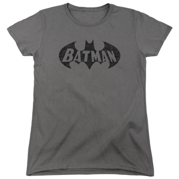 Charcoal women's t-shirt with Batman Crackle Bat graphic