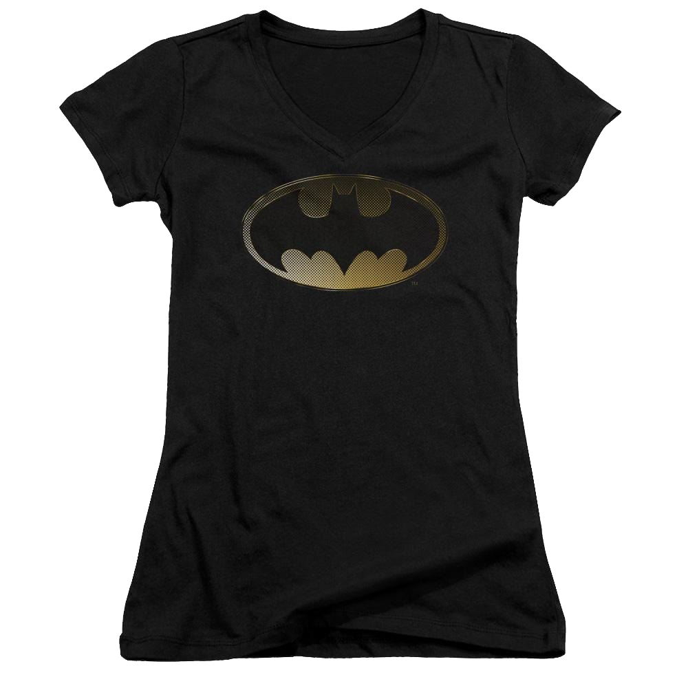 Batman Halftone Bat - Juniors V-Neck T-Shirt Juniors V-Neck T-Shirt Batman