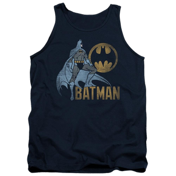 Navy men's tank with Batman Knight Watch graphic