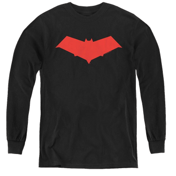 Black youth long sleeve t-shirt with Dc Batman Red Hood graphic