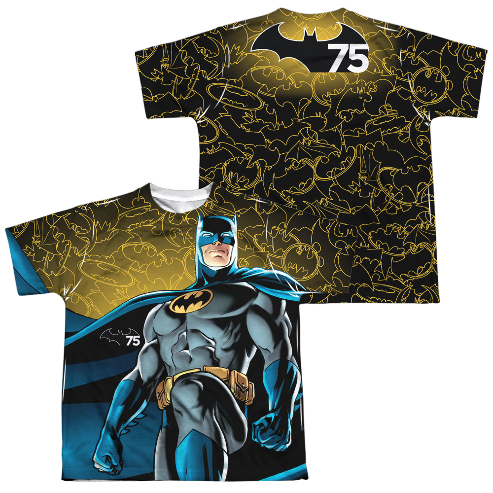DC Batman 75 Glow (Front/Back Print) - Youth All-Over Print T-Shirt Youth All-Over Print T-Shirt (Ages 8-12) Batman