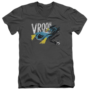 Charcoal men's v-neck t-shirt with Batman Vroom graphic