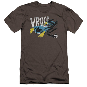 Charcoal men's premium slim fit t-shirt with Batman Vroom graphic
