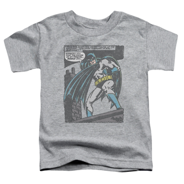 Athletic heather toddler t-shirt with DC Batman Bat Origins graphic