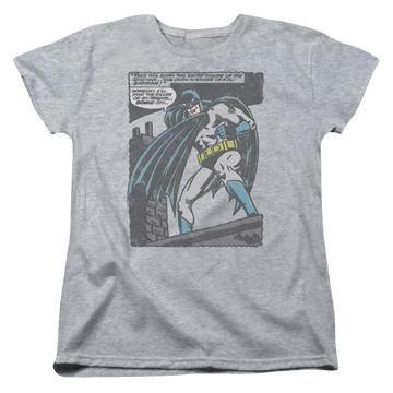 Athletic heather women's t-shirt with Batman Bat Origins graphic