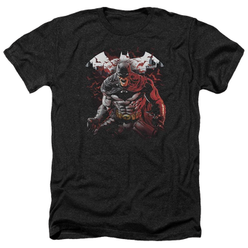 Charcoal men's heather t-shirt with Batman Raging Bat graphic