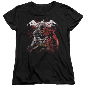 Black women's t-shirt with Batman Raging Bat graphic