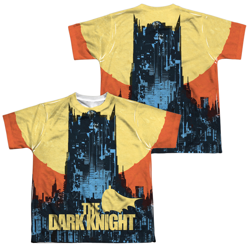 DC Batman Bat Building (Front/Back Print) - Youth All-Over Print T-Shirt Youth All-Over Print T-Shirt (Ages 8-12) Batman