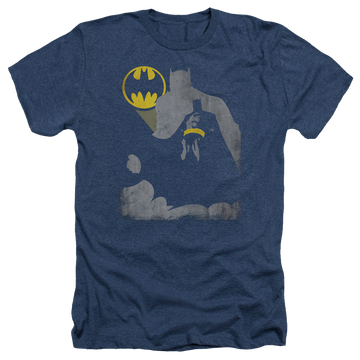Navy men's heather t-shirt with Batman Bat Knockout graphic