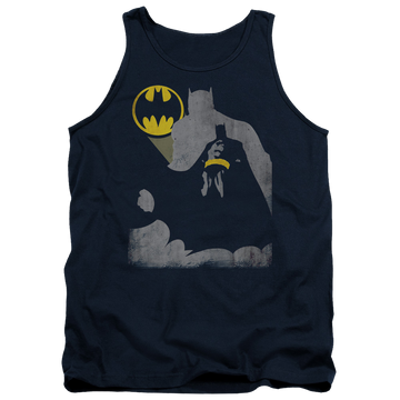 Navy men's tank with Batman Bat Knockout graphic
