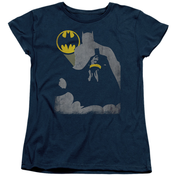 Navy women's t-shirt with Batman Bat Knockout graphic