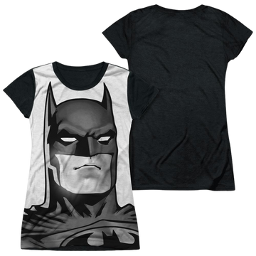 Batman Bw Bat Head - Juniors Black Back T-Shirt Juniors Black Back T-Shirt Batman