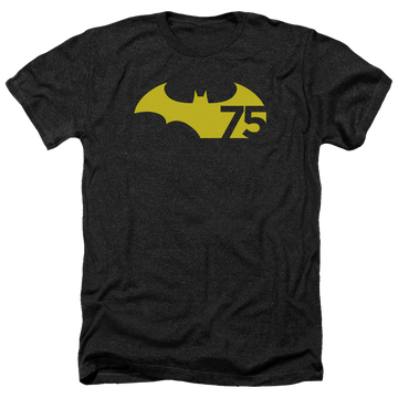 Charcoal men's heather t-shirt with Batman 75 Logo 2 graphic