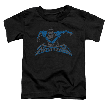 Black toddler t-shirt with Nightwing Wing Of The Night graphic