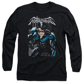 Black men's long sleeve t-shirt with Batman A Legacy graphic
