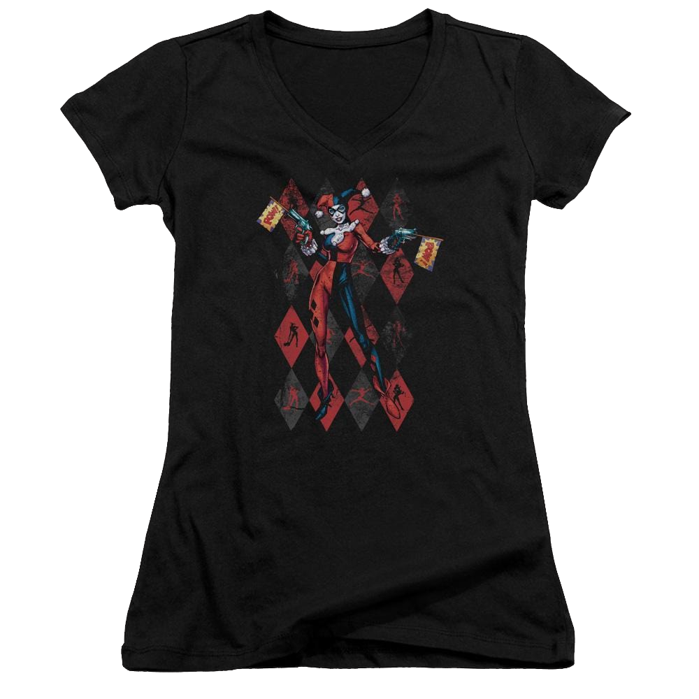 Batman Pow Pow - Juniors V-Neck T-Shirt Juniors V-Neck T-Shirt Harley Quinn