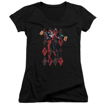 Batman Pow Pow - Juniors V-Neck T-Shirt Juniors V-Neck T-Shirt Harley Quinn